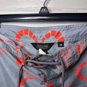 J. Crew Men's Swim Shorts in Gray and Red size 38